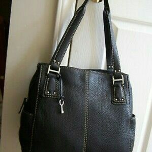 Vintage Fossil Large Soft Black Pebble Leather Tri